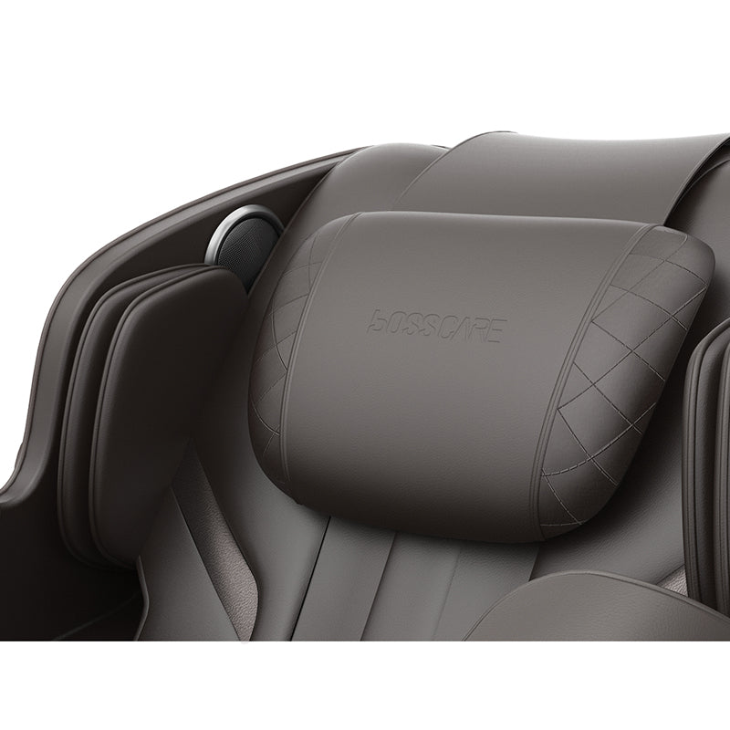 Close-up of BossCare GR8012 massage chair headrest and shoulder area