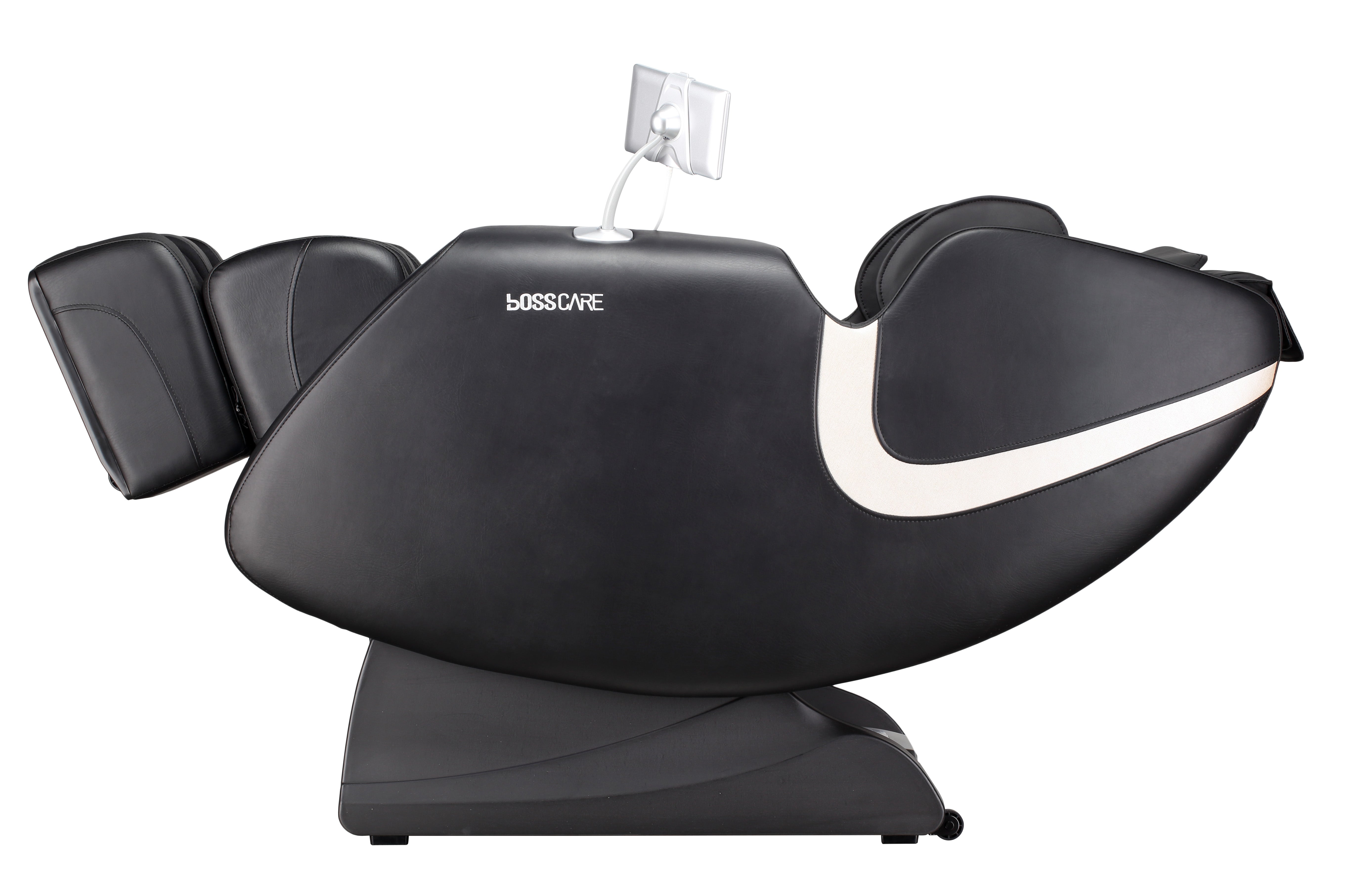 BossCare GR8013 zero gravity massage recliner chair in a fully reclined position to reduce spinal pressure.