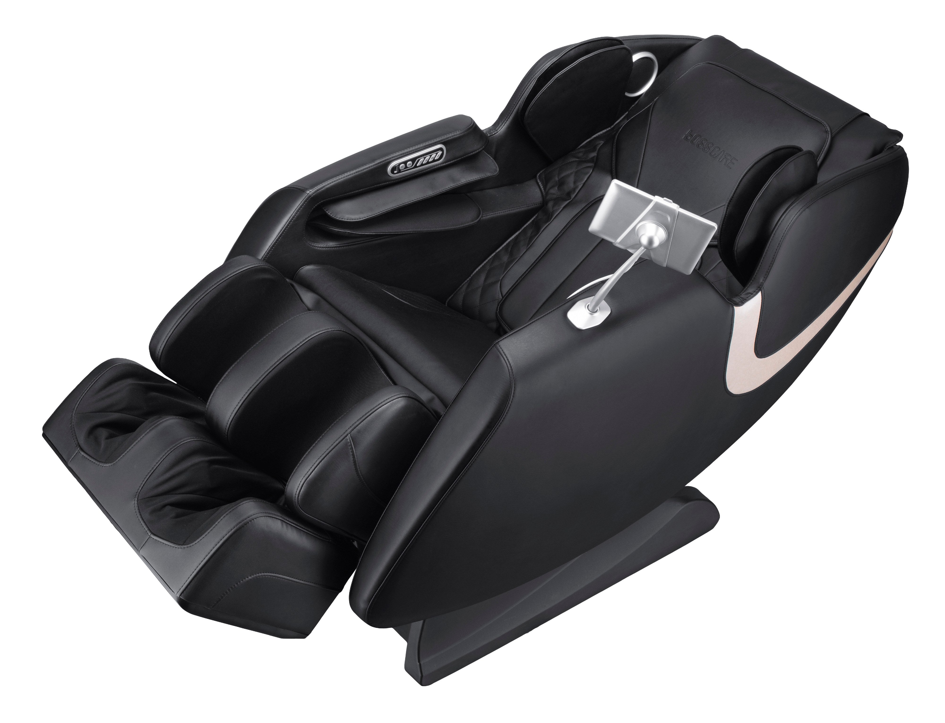 BossCare GR8013 zero gravity massage recliner chair in a fully reclined position to reduce spinal pressure.