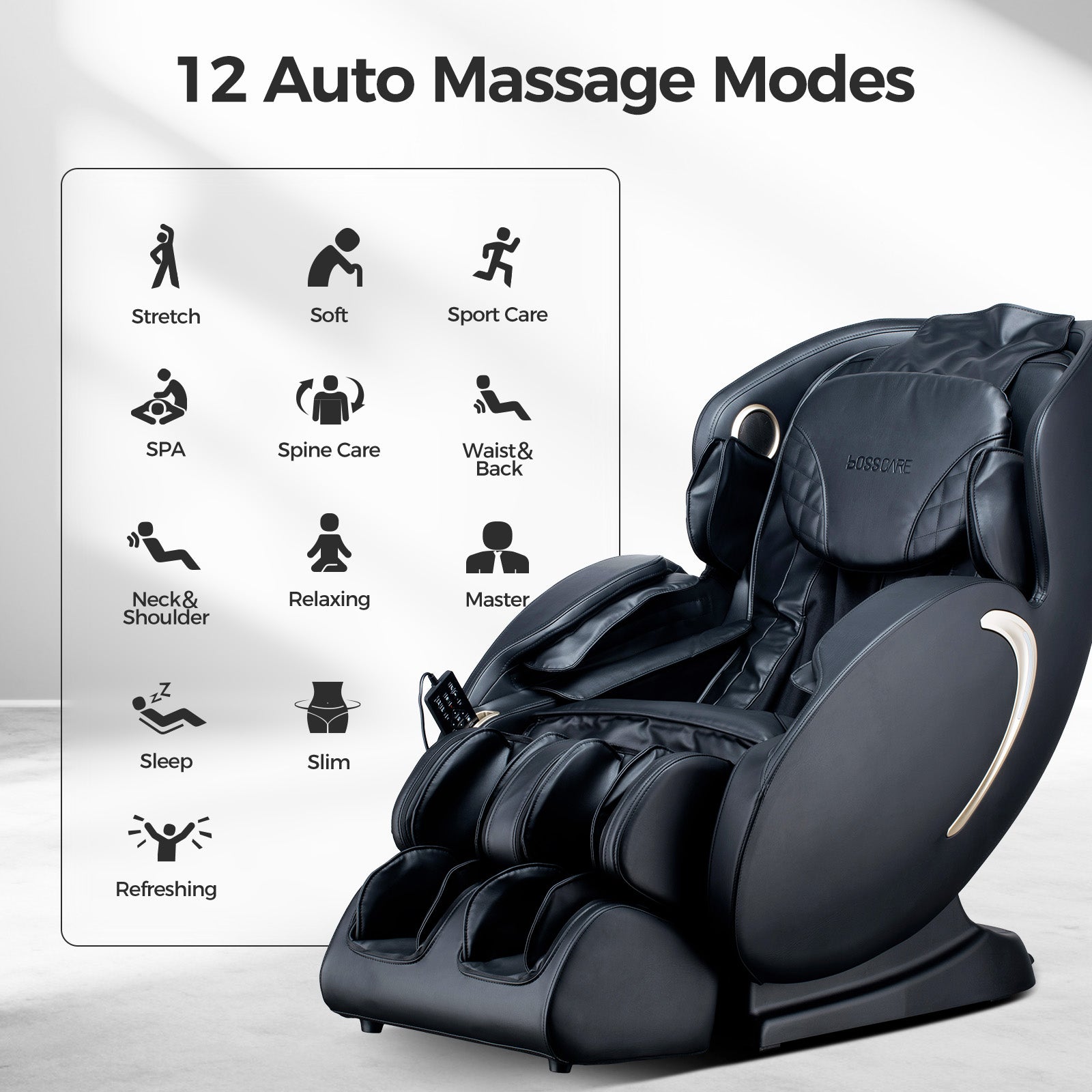 Bosscare GR8527 massage chair with 12 automatic massage programs