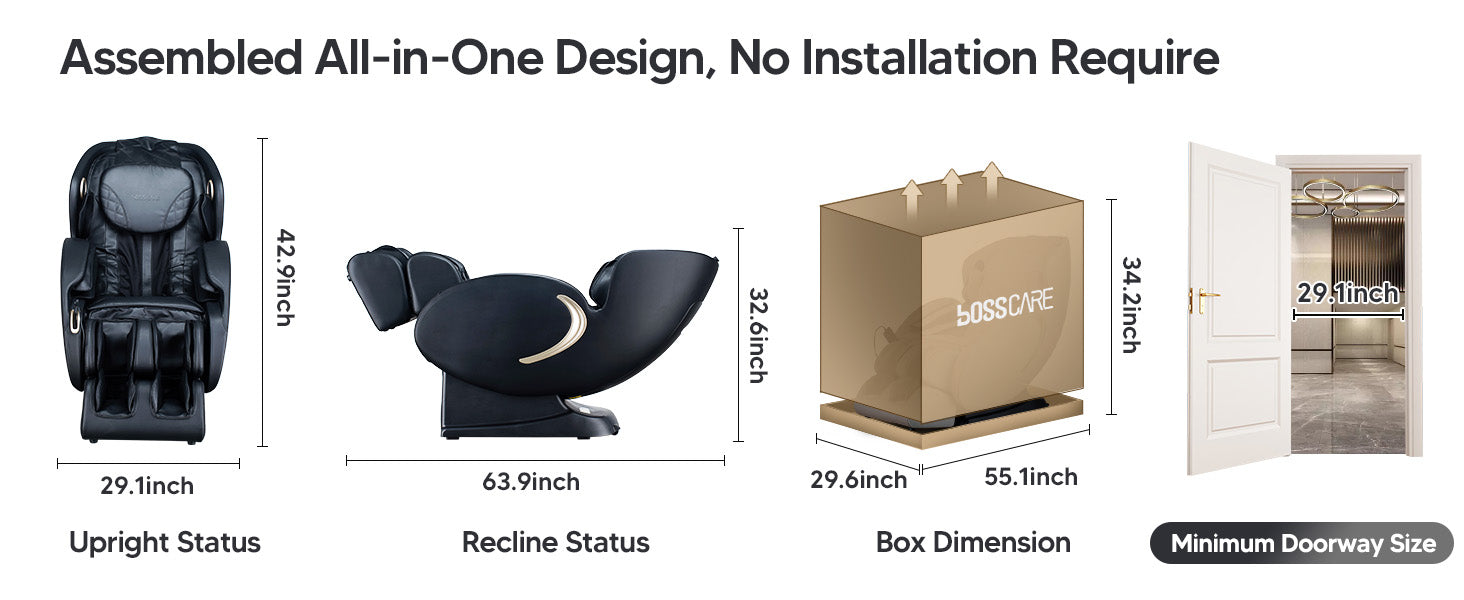 Bosscare GR8527 all-in-one massage chair with no installation required