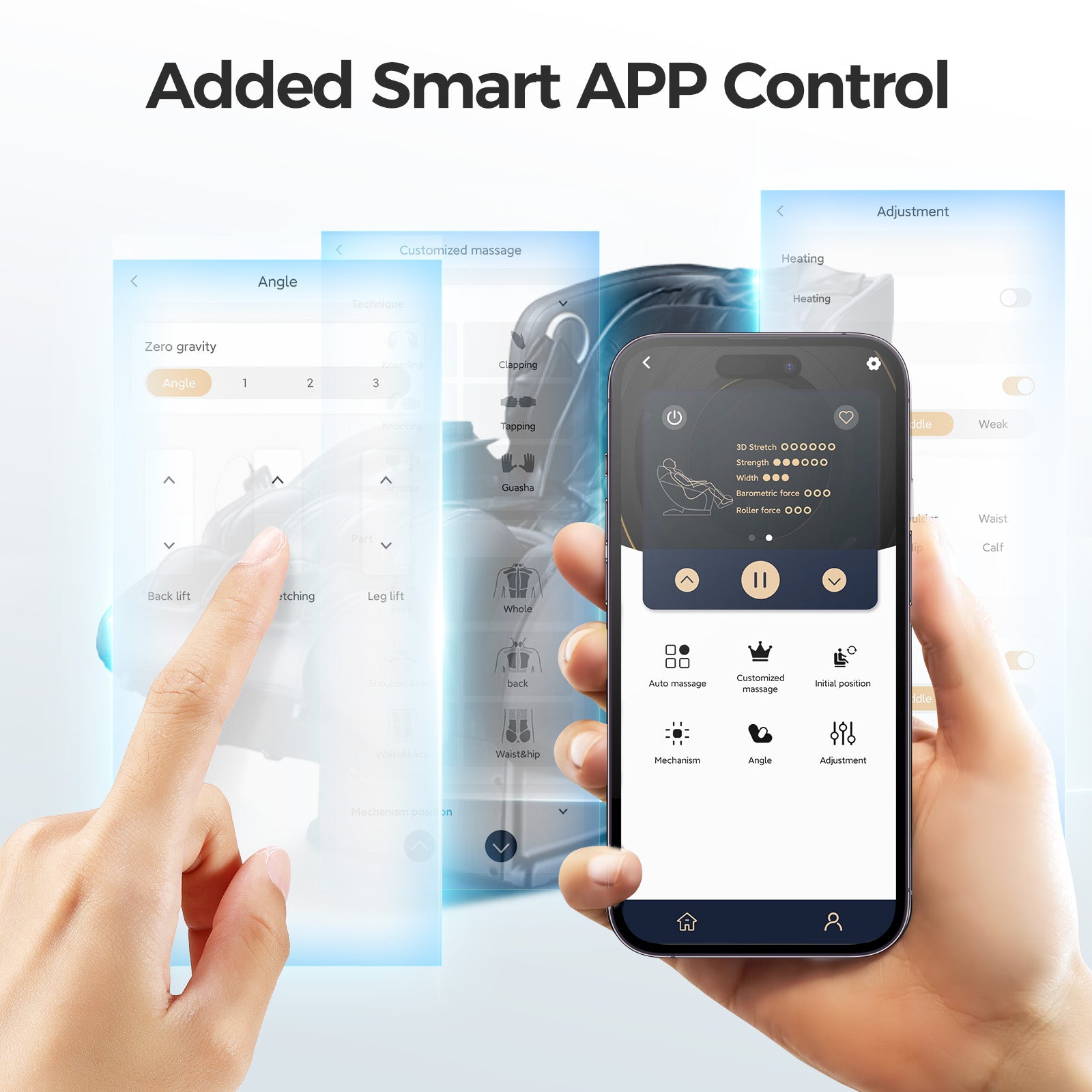 Bosscare GR8527 massage chair app control for customized massage settings