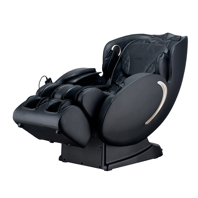 Bosscare GR8527 black massage chair angled side view