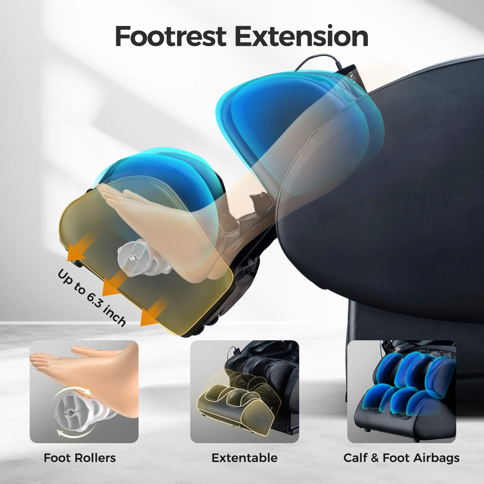 Bosscare GR8527 foot rollers with calf and foot airbags