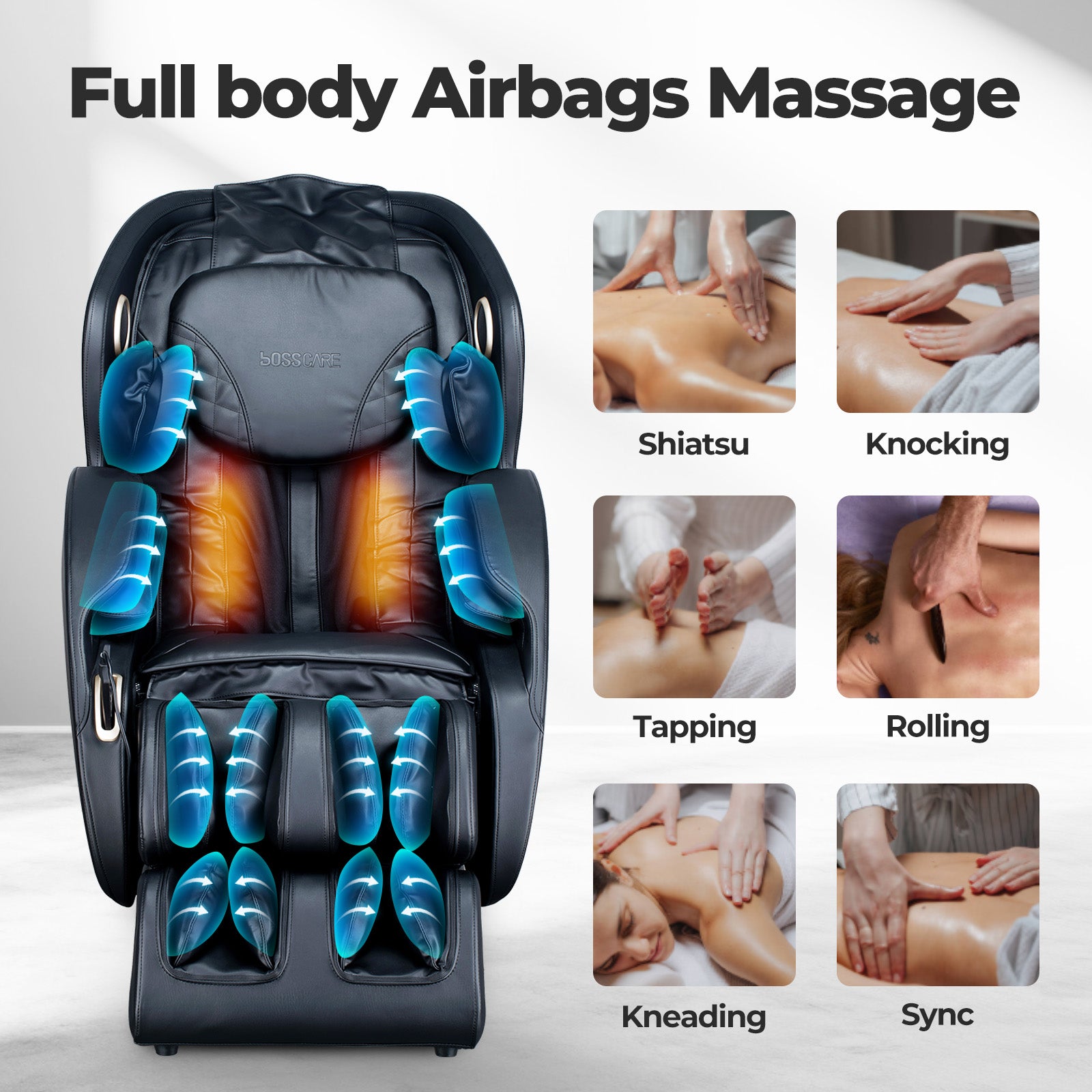 Bosscare GR8527 full-body airbag massage with multiple massage techniques