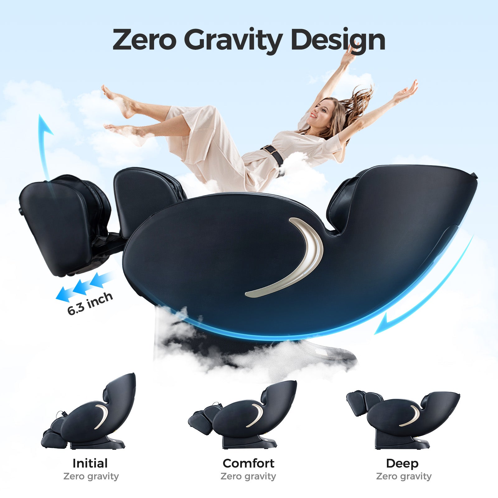 Bosscare GR8527 zero gravity recline with three comfort positions