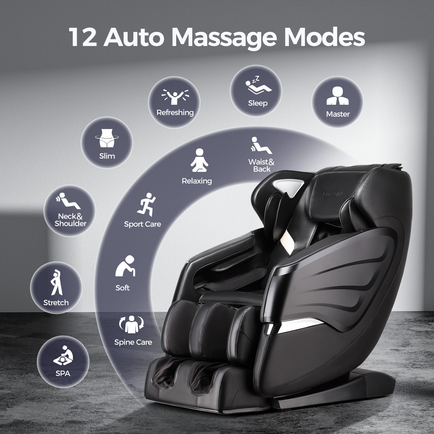 Bosscare GR8601 massage chair with 12 automatic massage programs