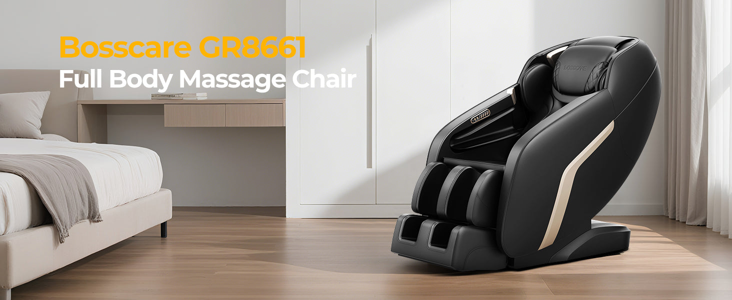 Bosscare GR8601 full body massage chair in a bedroom setting