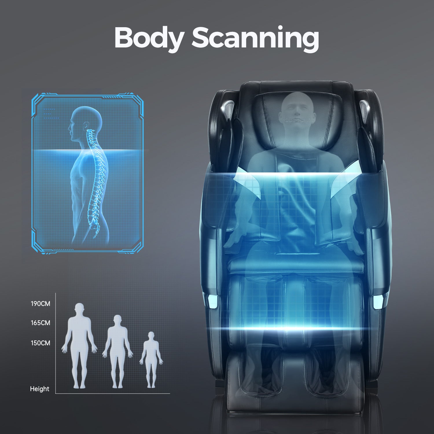 Bosscare GR8601 massage chair with automatic body scanning system