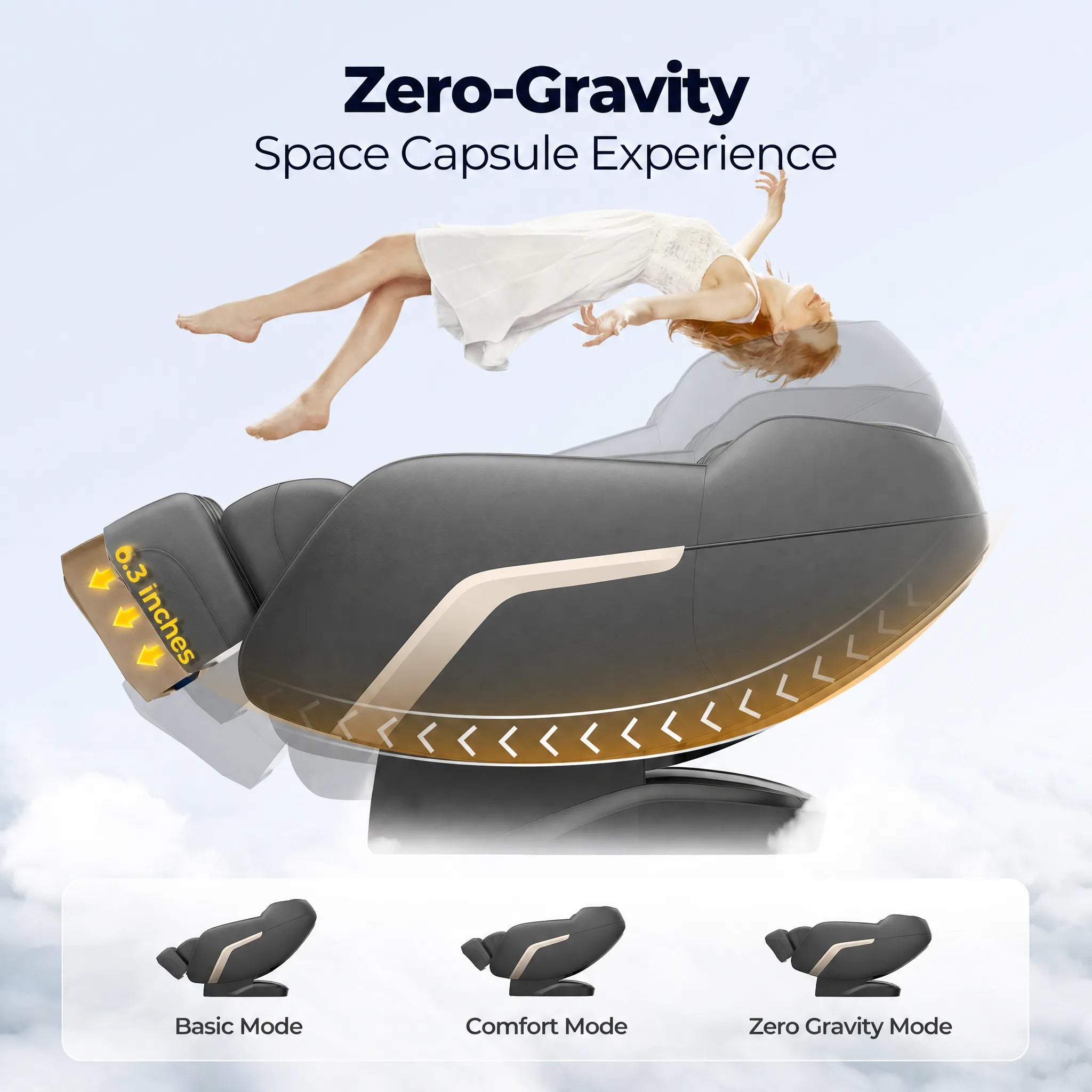 Bosscare GR8601 zero gravity massage chair with 6.3 inch extendable footrest