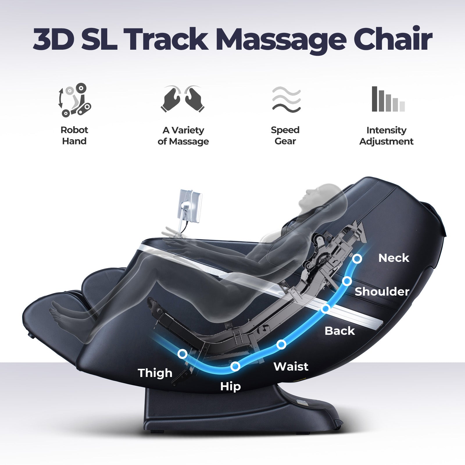 Bosscare GR8602 3D SL track massage chair with neck to thigh coverage