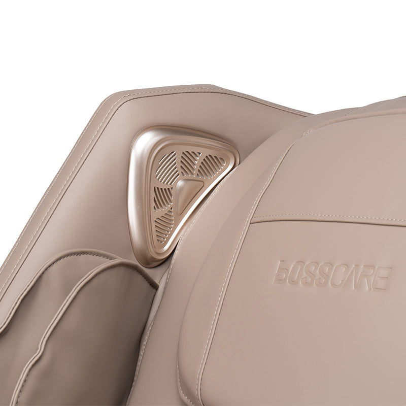 Bosscare GR8602 beige massage chair backrest and shoulder area detail