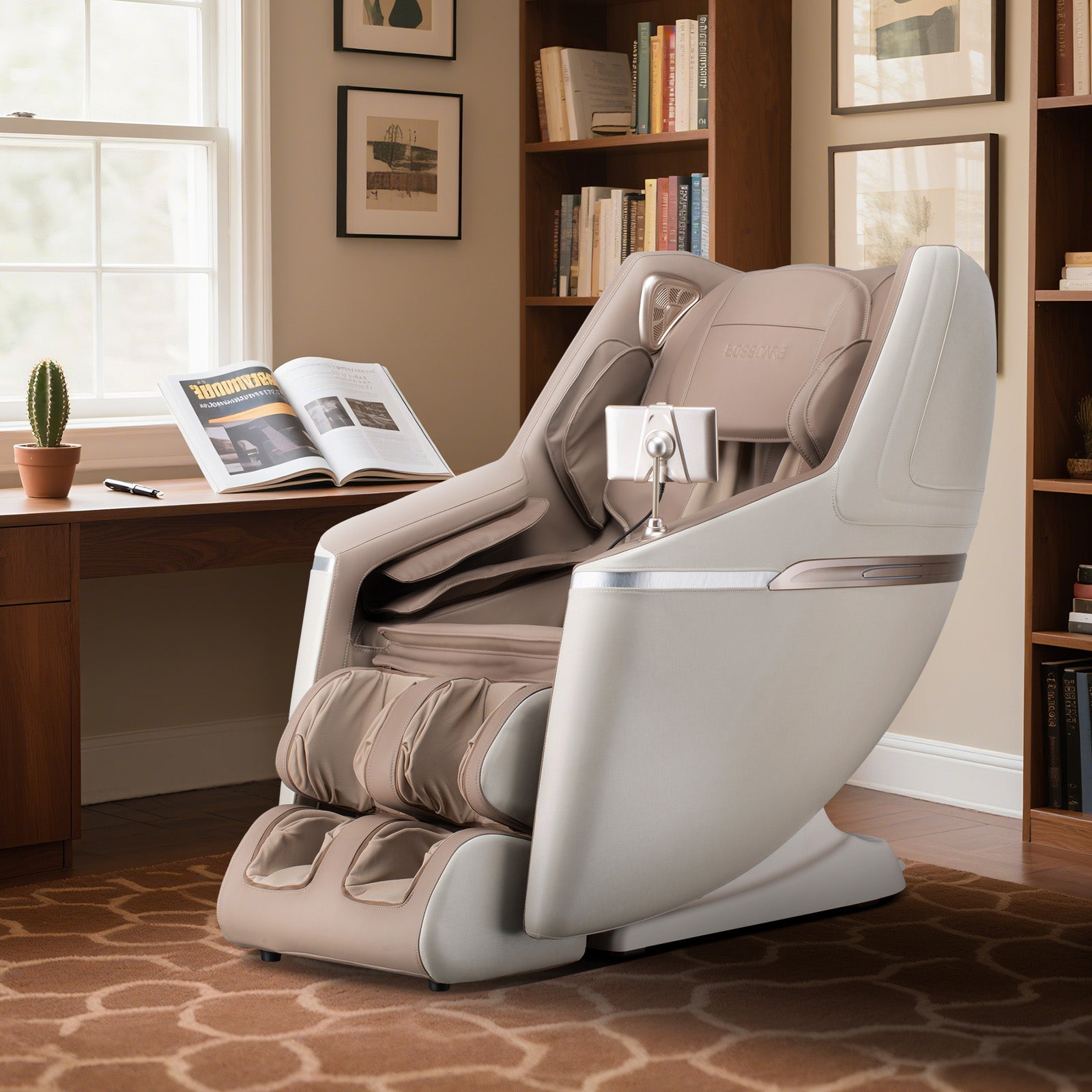 Bosscare GR8602 beige massage chair in a modern  home office setting