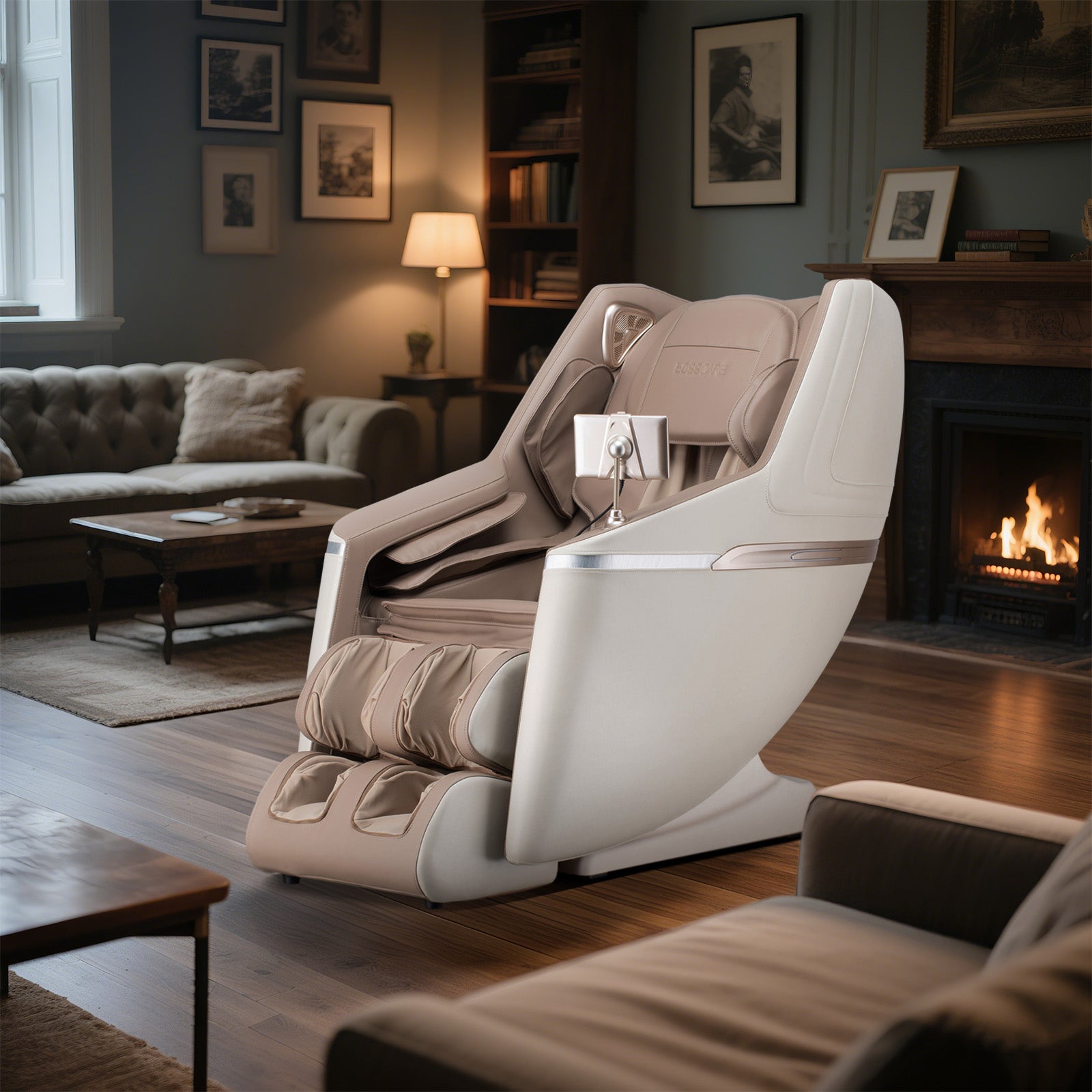 Bosscare GR8602 beige massage chair in a cozy living room