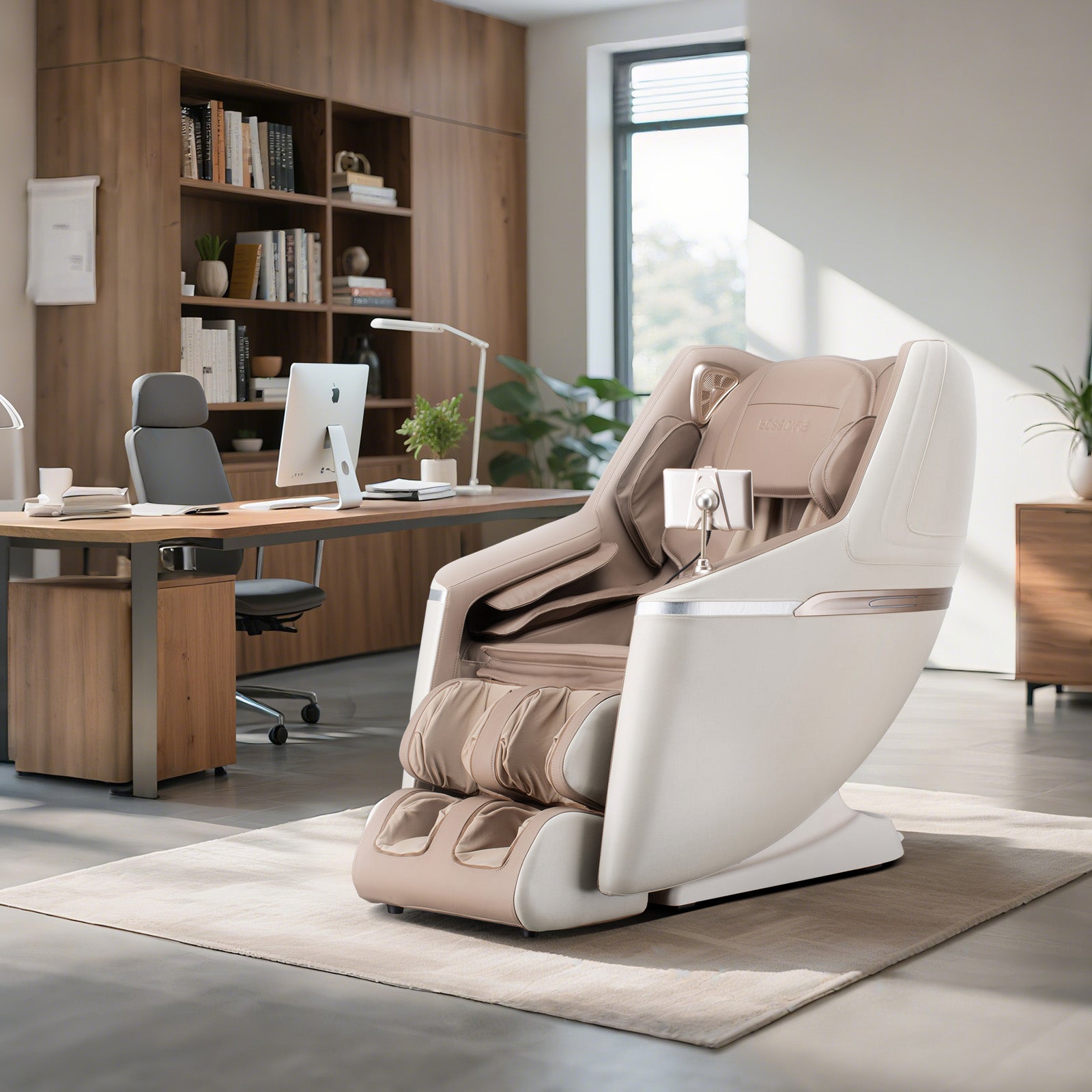 Bosscare GR8602 beige massage chair in a bright home office