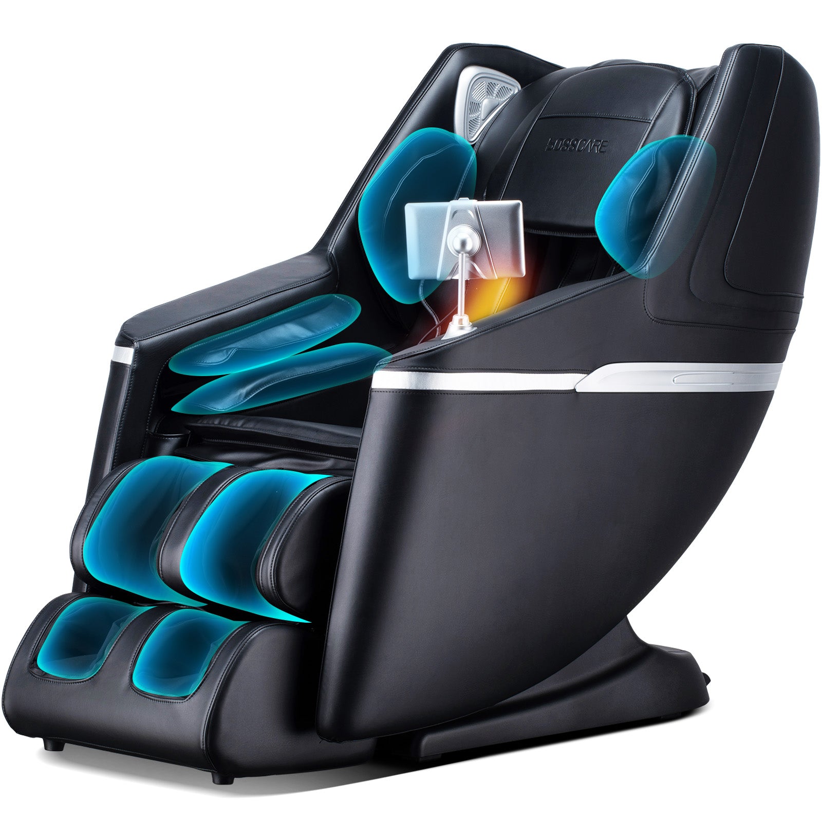 Bosscare GR8602 black massage chair with full-body airbag massage zones