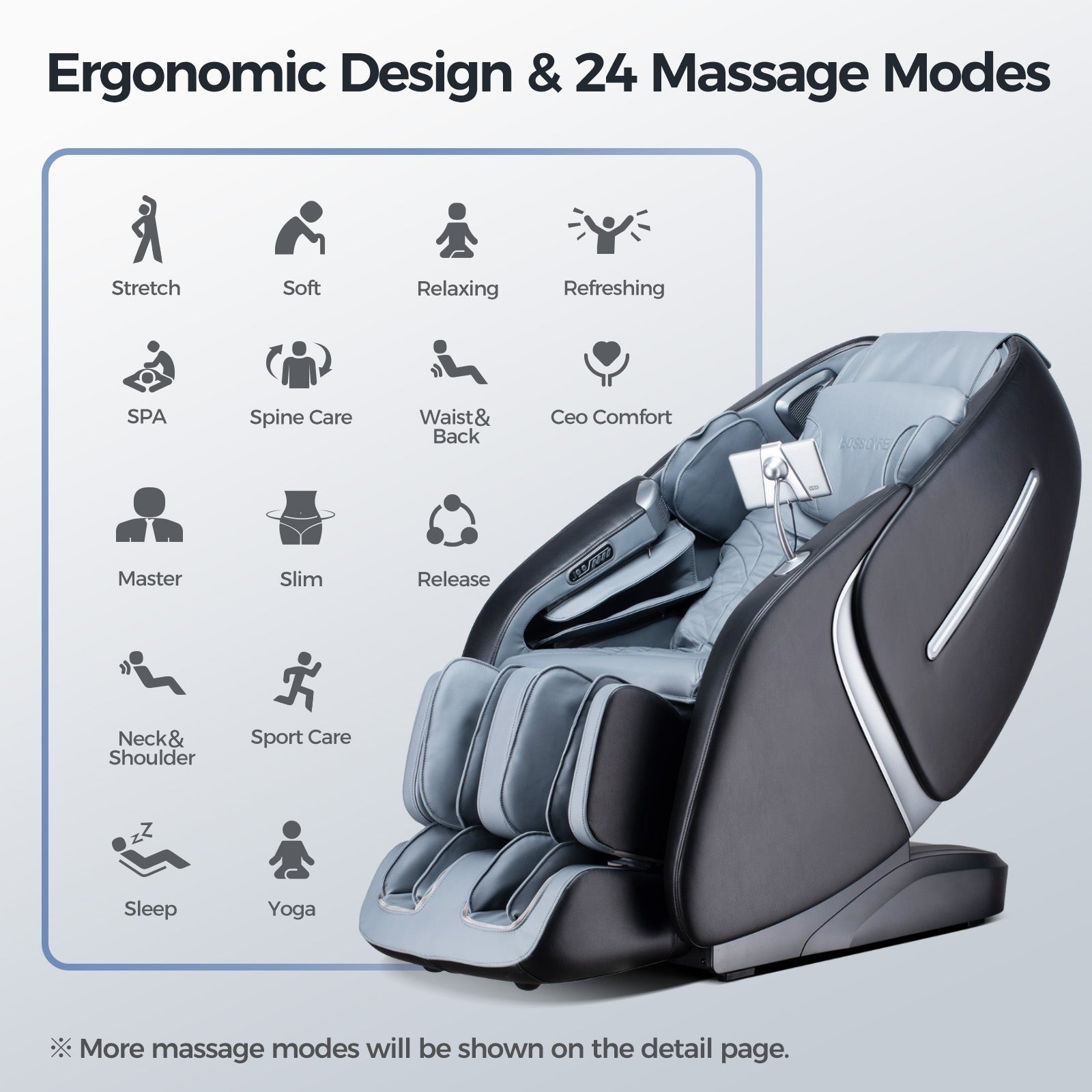 Bosscare GR8676 Pro massage chair with 24 automatic massage programs