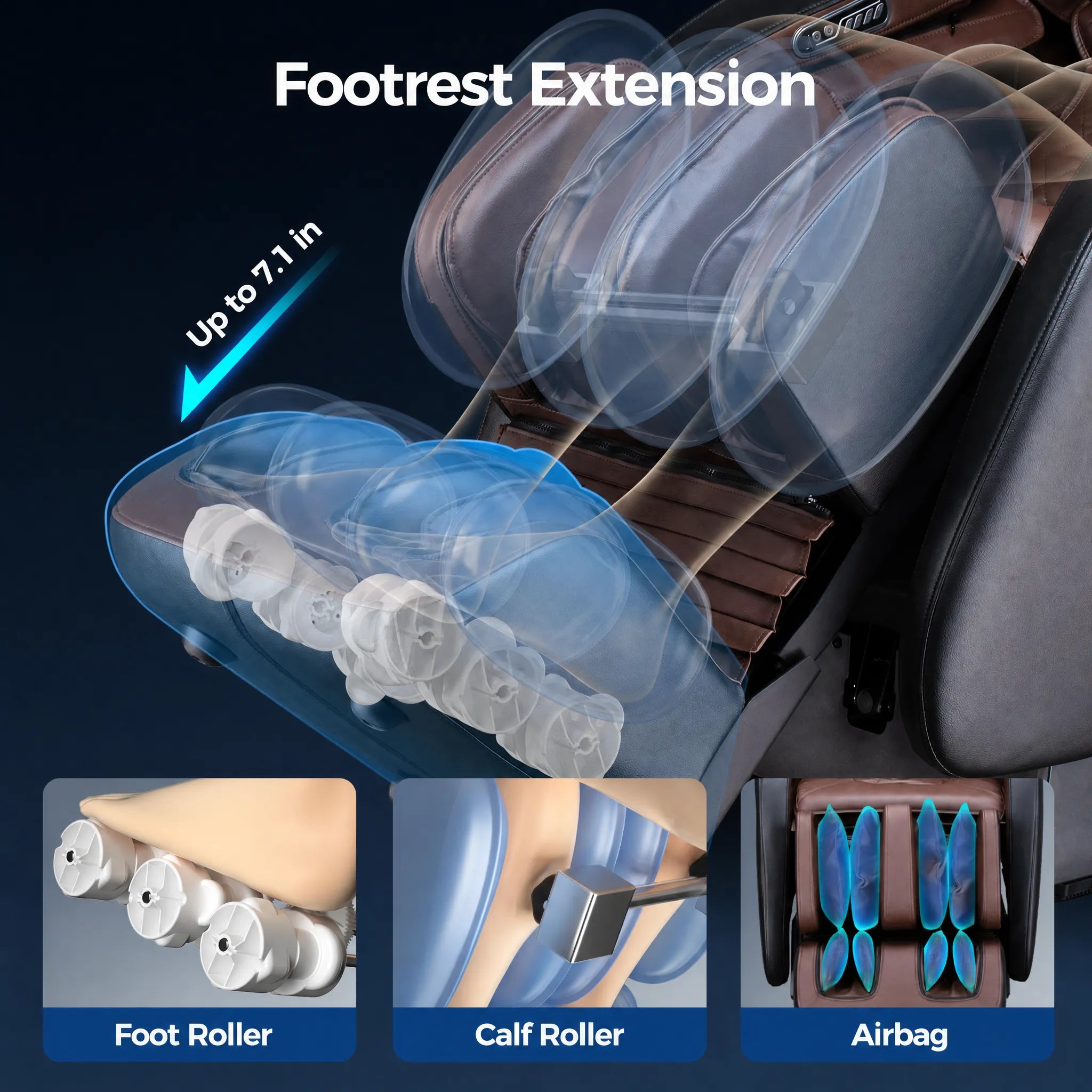 Bosscare GR8676 Pro electric footrest extension up to 7.1 inches