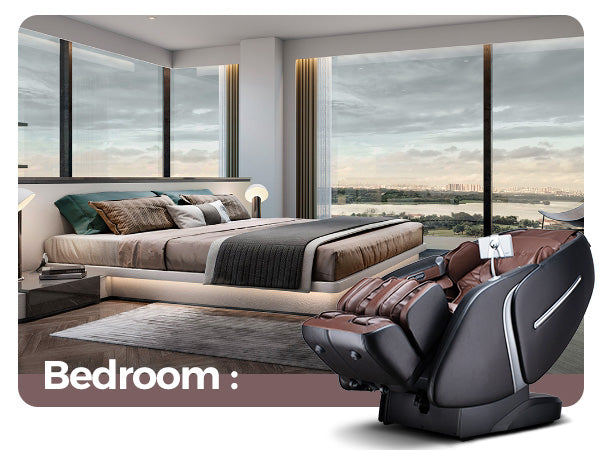 Bosscare GR8676 Pro brown massage chair in a spacious bedroom