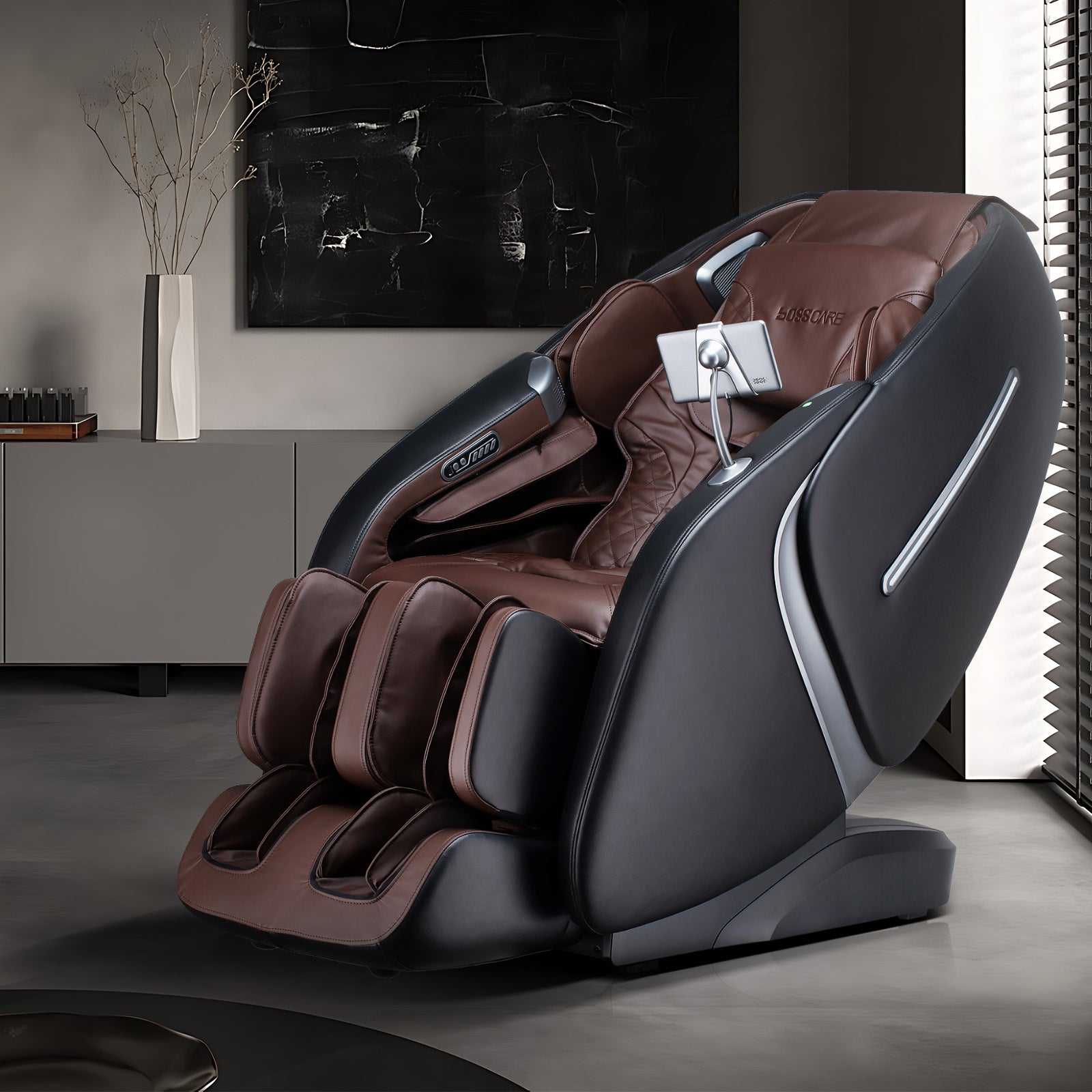 Bosscare GR8676 Pro brown massage chair in a home relaxation setting