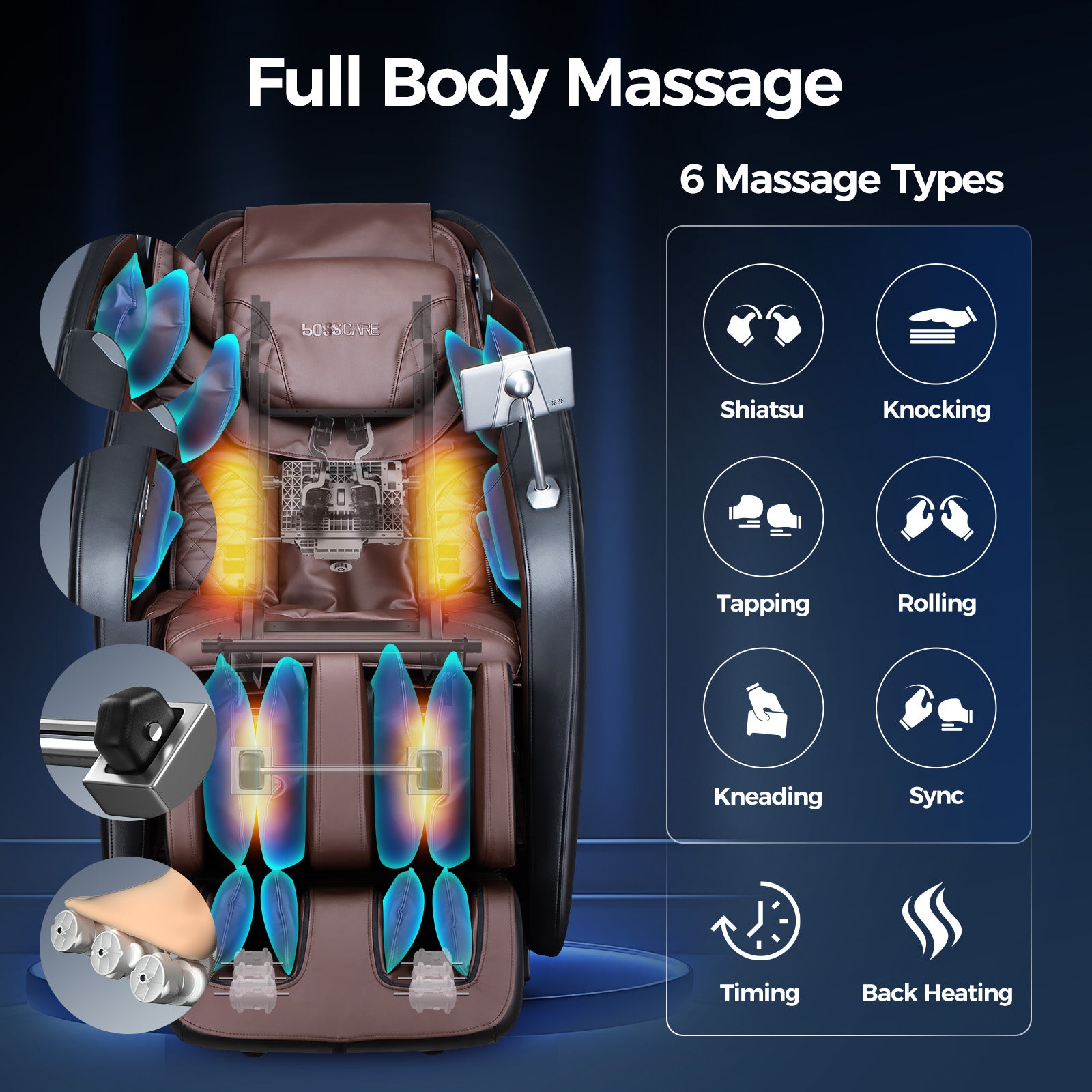 Bosscare GR8676 Pro full-body airbag massage with back heat and foot massage
