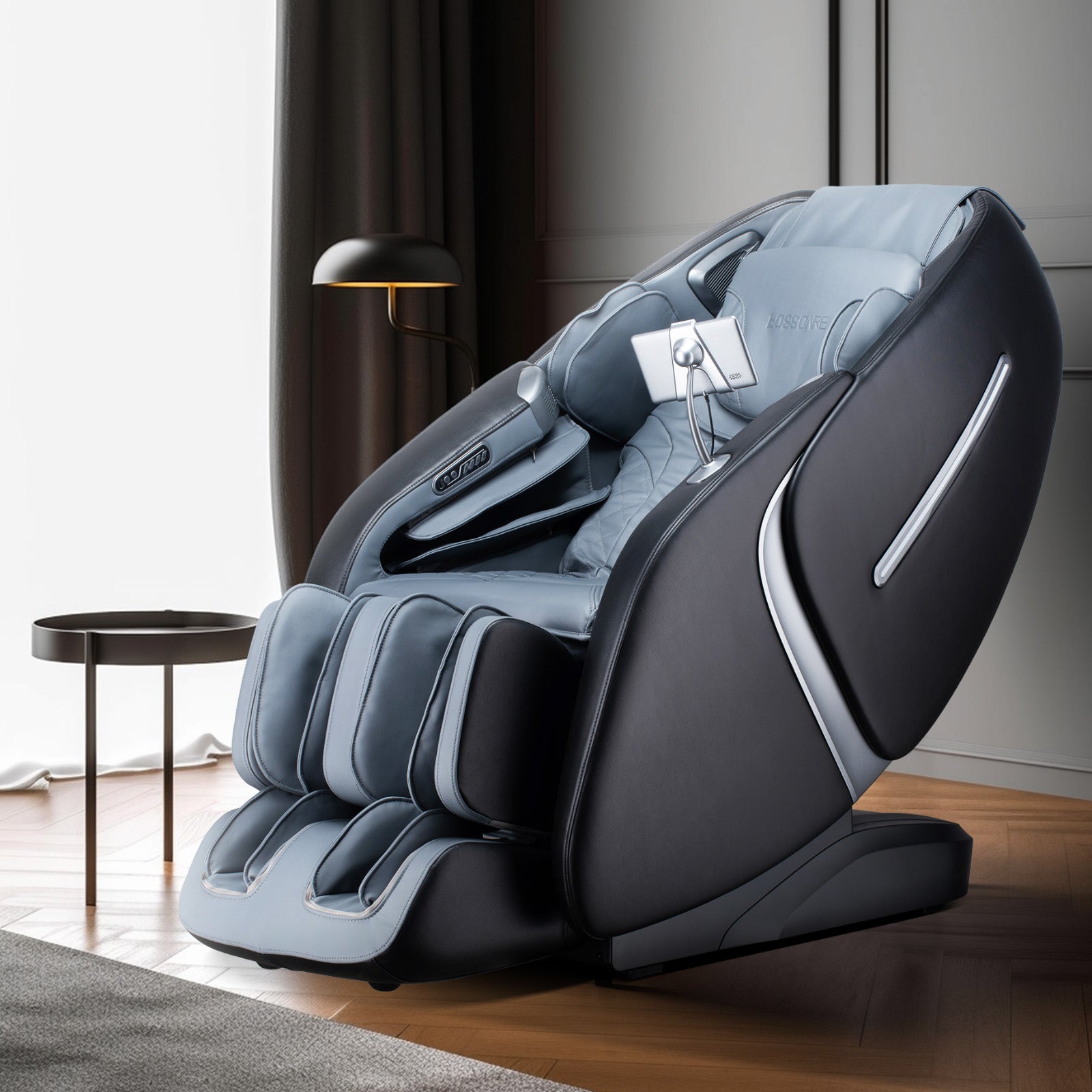 Bosscare GR8676 Pro gray massage chair in a modern living room