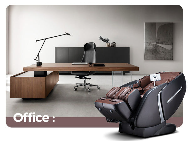 Bosscare GR8676 Pro brown massage chair in a modern office setting