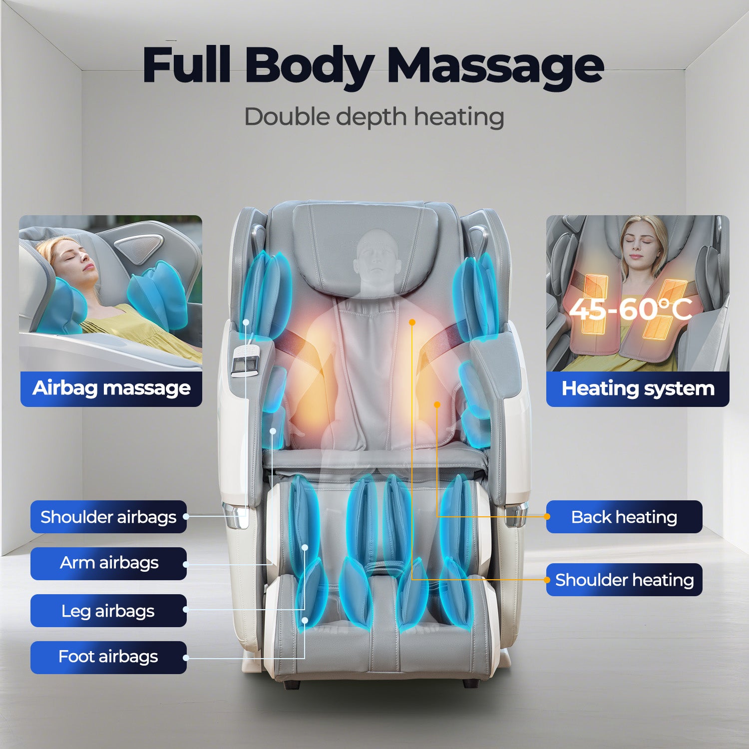 Bosscare GR8686 Oasis full-body airbag massage with back and shoulder heat