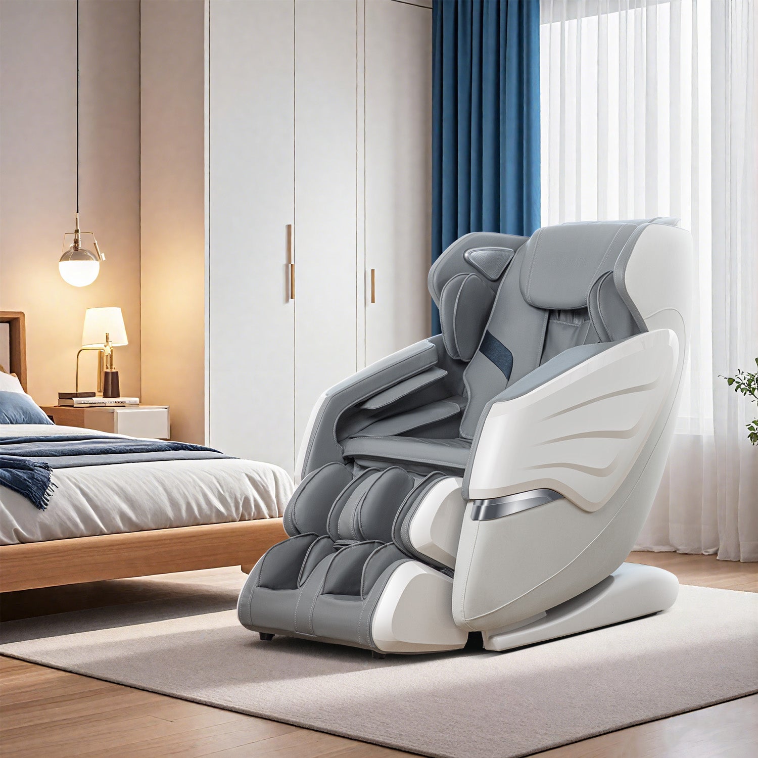 Bosscare GR8686 Oasis beige massage chair shown in bedroom