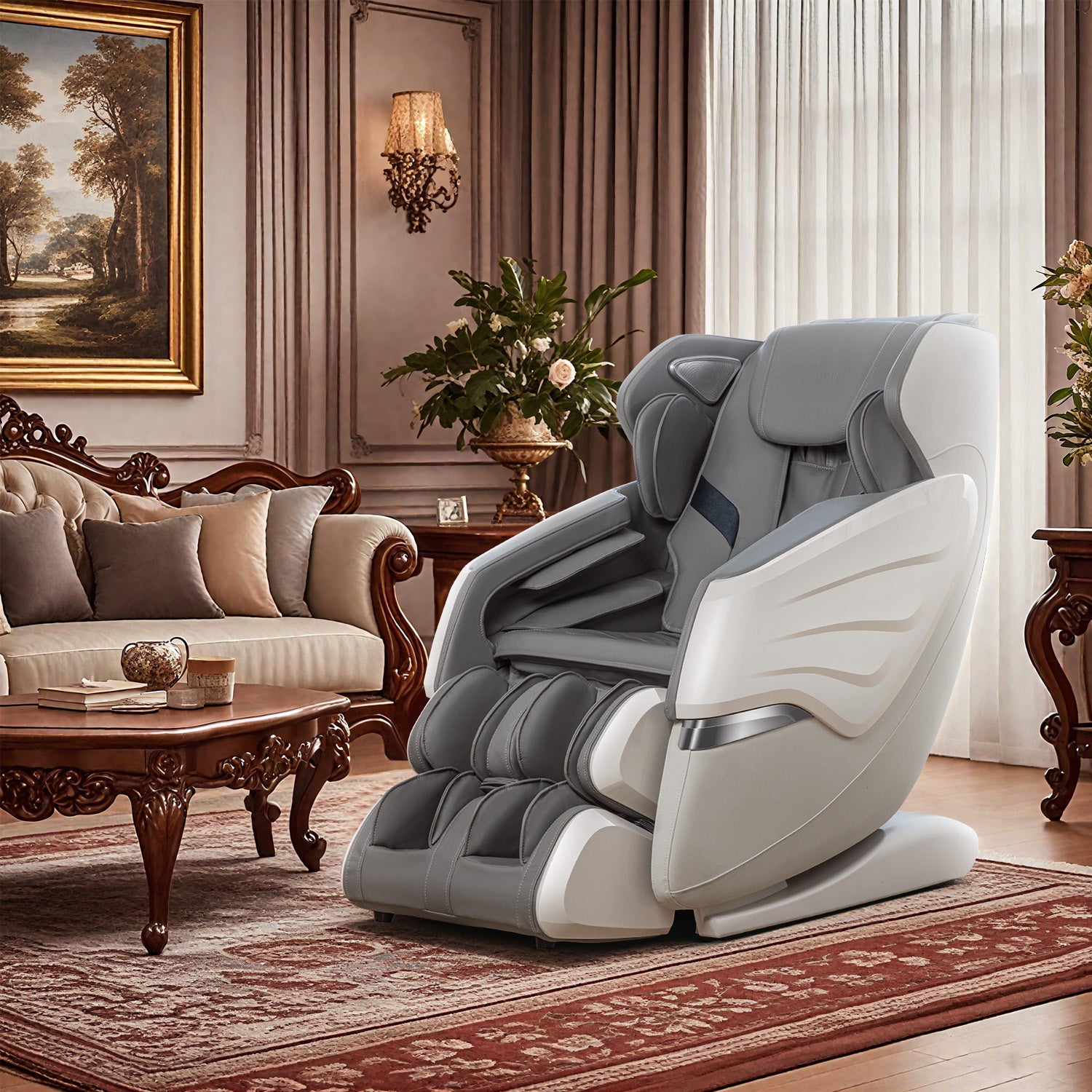 Bosscare GR8686 Oasis beige massage chair shown in living room