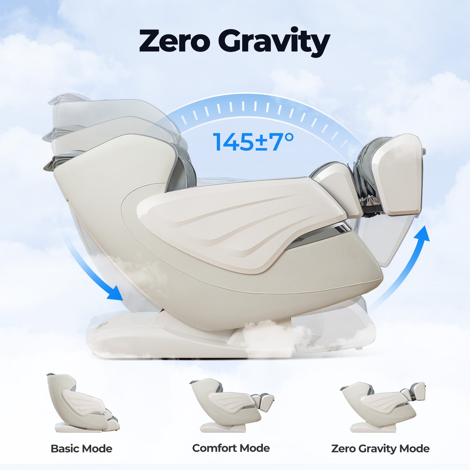 Bosscare GR8686 Oasis zero gravity mode thumbnail with three recline positions